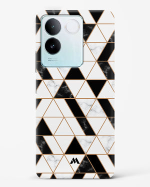 Black on White Patchwork Marble Hard Case Phone Cover (Vivo)