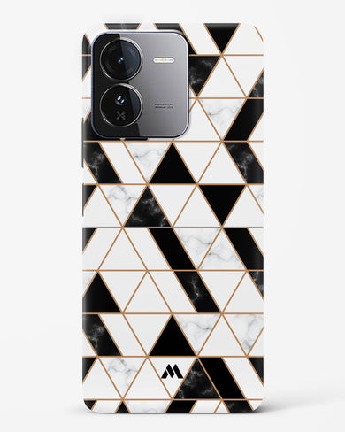 Black on White Patchwork Marble Hard Case Phone Cover (Vivo)