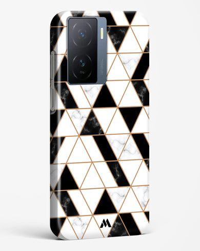 Black on White Patchwork Marble Hard Case Phone Cover (Vivo)