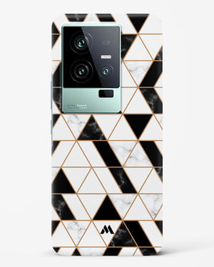 Black on White Patchwork Marble Hard Case Phone Cover (Vivo)