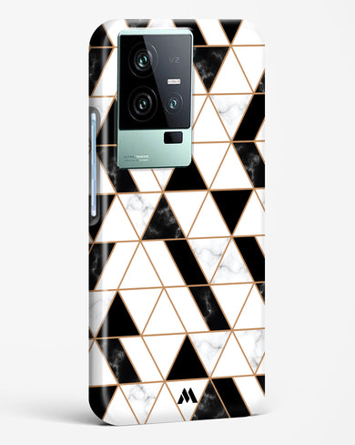 Black on White Patchwork Marble Hard Case Phone Cover (Vivo)