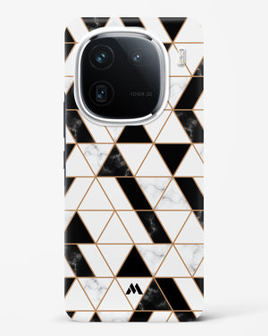 Black on White Patchwork Marble Hard Case Phone Cover (Vivo)