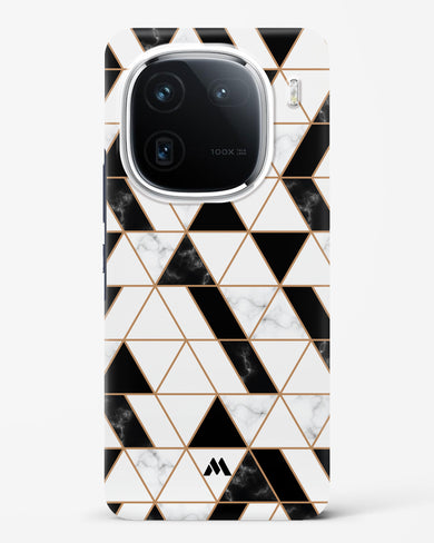 Black on White Patchwork Marble Hard Case Phone Cover (Vivo)