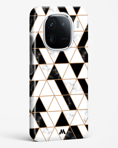 Black on White Patchwork Marble Hard Case Phone Cover (Vivo)