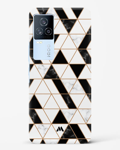 Black on White Patchwork Marble Hard Case Phone Cover-(Vivo)