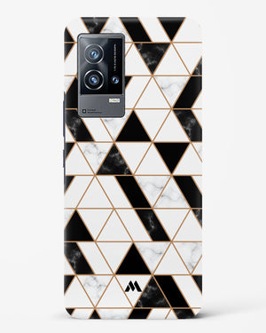 Black on White Patchwork Marble Hard Case Phone Cover-(Vivo)