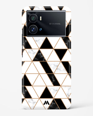 Black on White Patchwork Marble Hard Case Phone Cover (Vivo)