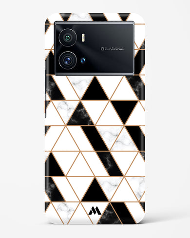 Black on White Patchwork Marble Hard Case Phone Cover-(Vivo)