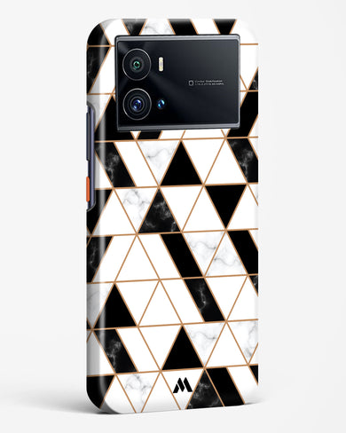 Black on White Patchwork Marble Hard Case Phone Cover-(Vivo)