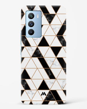 Black on White Patchwork Marble Hard Case Phone Cover (Vivo)