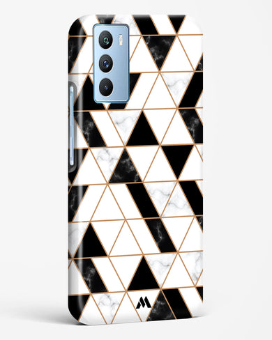 Black on White Patchwork Marble Hard Case Phone Cover-(Vivo)