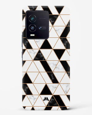 Black on White Patchwork Marble Hard Case Phone Cover-(Vivo)