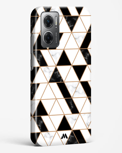 Black on White Patchwork Marble Hard Case Phone Cover-(Xiaomi)