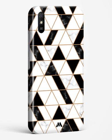 Black on White Patchwork Marble Hard Case Phone Cover-(Xiaomi)