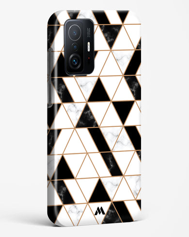 Black on White Patchwork Marble Hard Case Phone Cover-(Xiaomi)