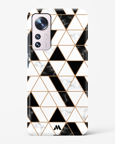 Black on White Patchwork Marble Hard Case Phone Cover-(Xiaomi)