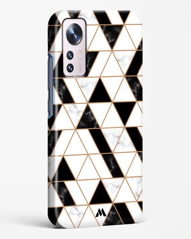 Black on White Patchwork Marble Hard Case Phone Cover-(Xiaomi)