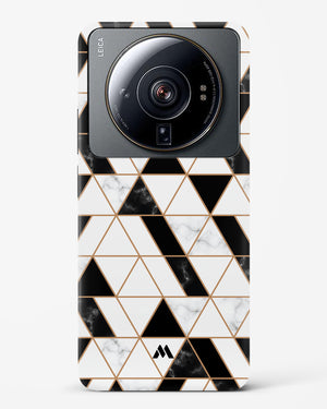 Black on White Patchwork Marble Hard Case Phone Cover-(Xiaomi)