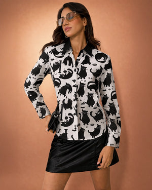 Paws and Whiskers Women Fitted Shirt