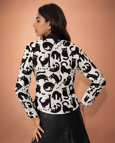 Paws and Whiskers Women Fitted Shirt