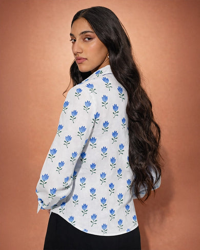 Blue Bloom Women Fitted Shirt