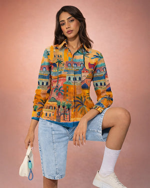 Oasis Cityscape Women Fitted Shirt