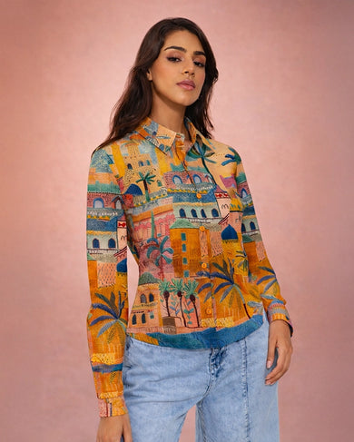 Oasis Cityscape Women Fitted Shirt