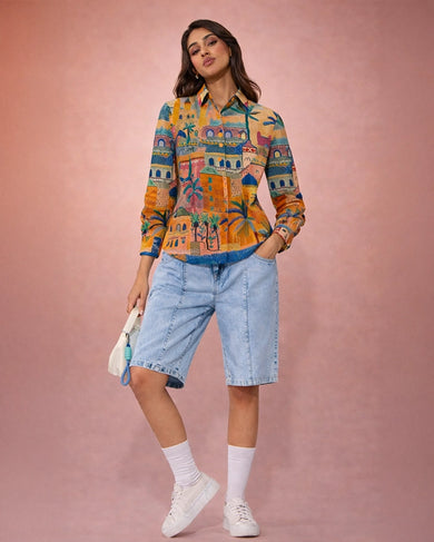 Oasis Cityscape Women Fitted Shirt