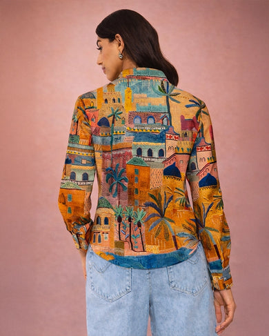 Oasis Cityscape Women Fitted Shirt