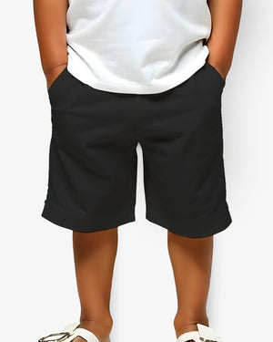Solid Black Kids Shorts
