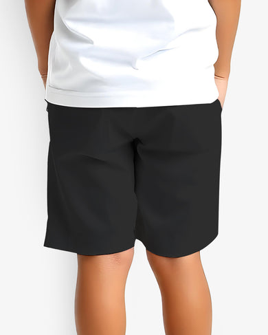 Solid Black Kids Shorts