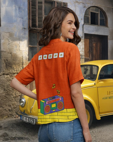 Retro Groove Unisex Linen Shirt