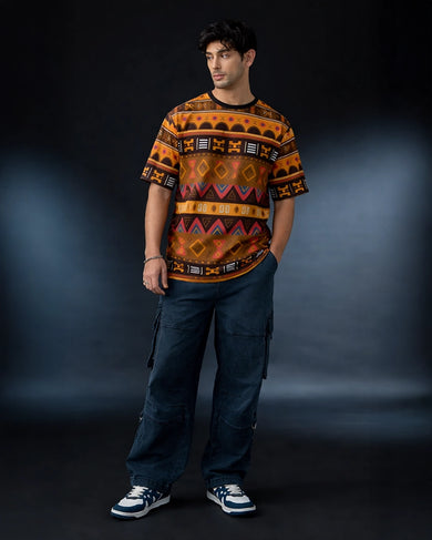 Aztec Array Oversized-T-Shirt
