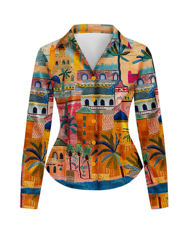 Oasis Cityscape Women Fitted Shirt