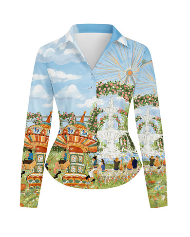 Celestial Garden Women Fitted Shirt