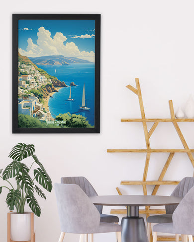 Santorini Cliffside [BREATHE] Art Poster
