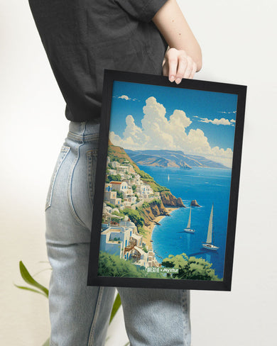 Santorini Cliffside [BREATHE] Art-Poster