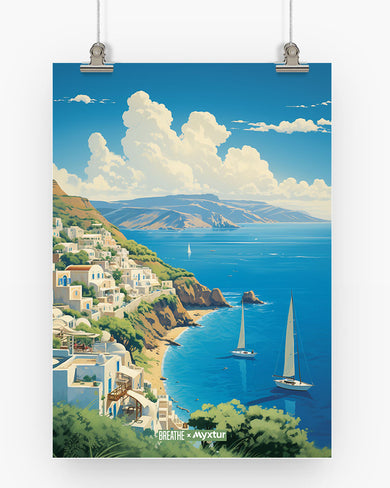 Santorini Cliffside [BREATHE] Art-Poster
