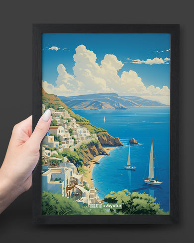 Santorini Cliffside [BREATHE] Art-Poster