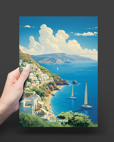 Santorini Cliffside [BREATHE] Art-Poster