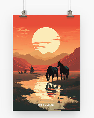 Horses by the Brook [BREATHE] Art-Poster