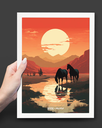 Horses by the Brook [BREATHE] Art-Poster