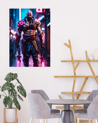 God of War-Neon Kratos Art Poster