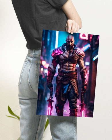 God of War-Neon Kratos Art Poster
