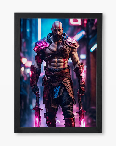 God of War-Neon Kratos Art Poster