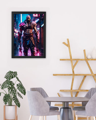 God of War-Neon Kratos Art Poster