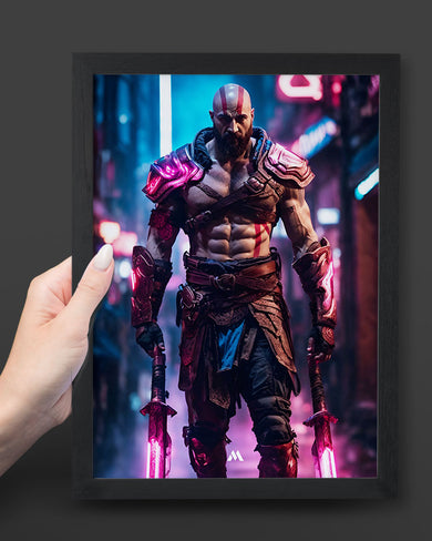 God of War-Neon Kratos Art Poster