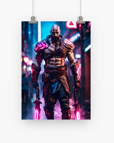 God of War-Neon Kratos Art-Poster