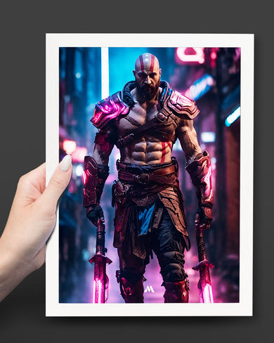 God of War-Neon Kratos Art-Poster