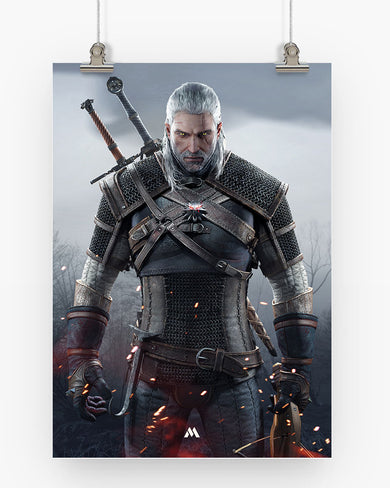 Witcher-White Wolf Art-Poster